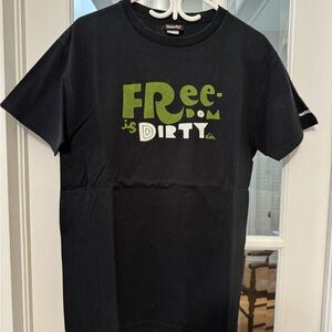 Quiksilver Black Tee with Green and White Print